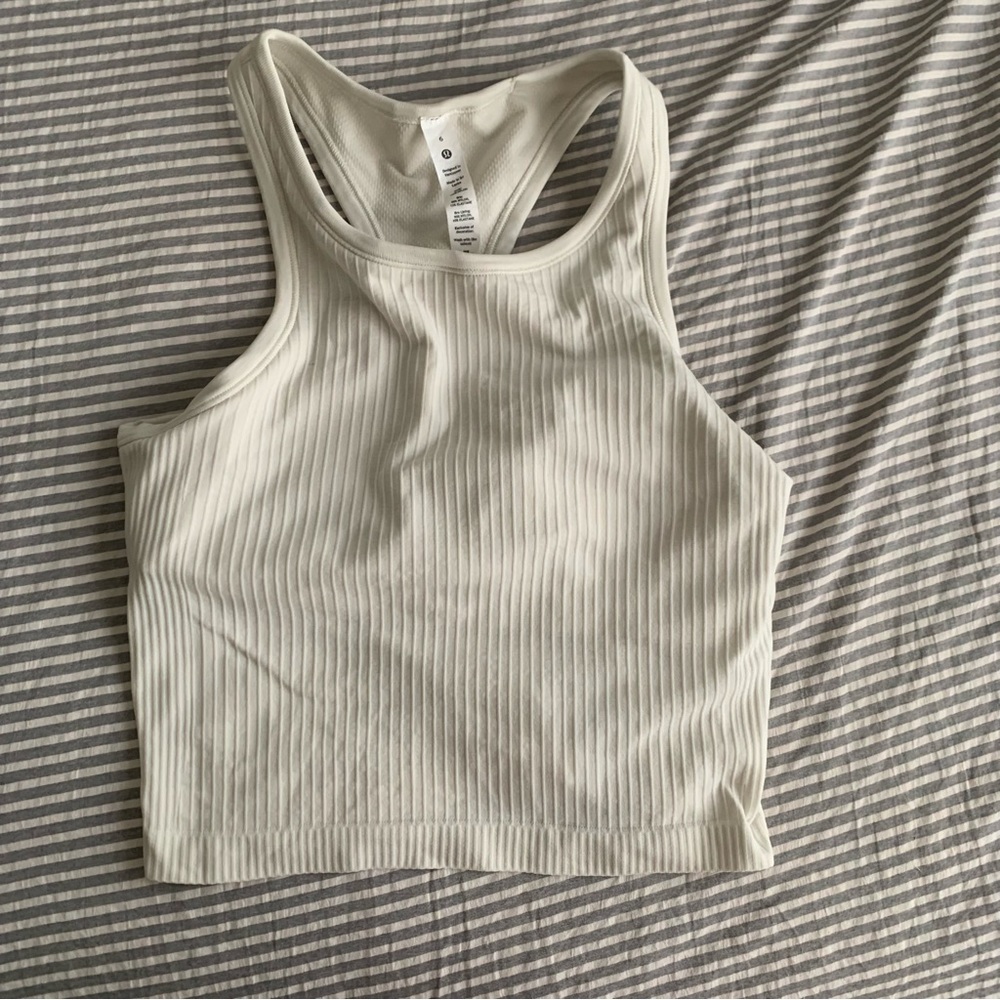 Lululemon Ebb to Street Cropped Racerback Top Bone 6